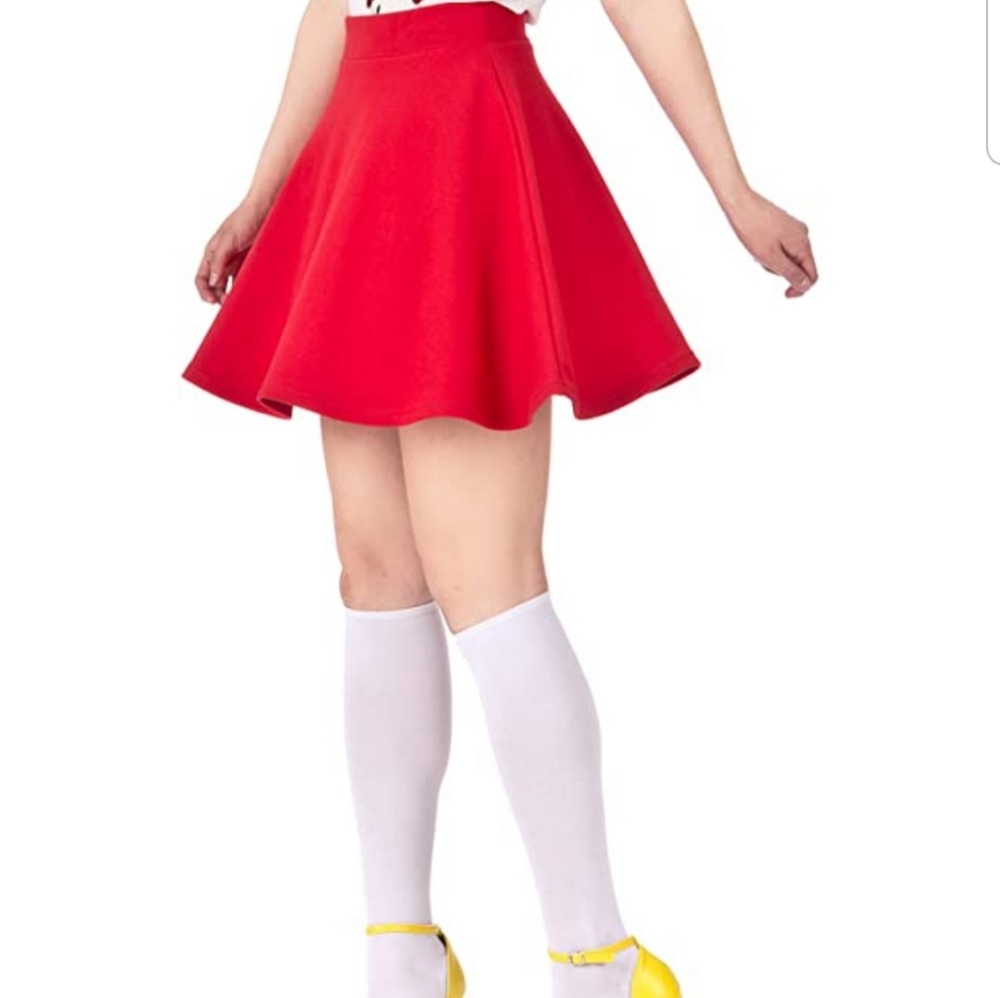 Red Flared Mini Skirt